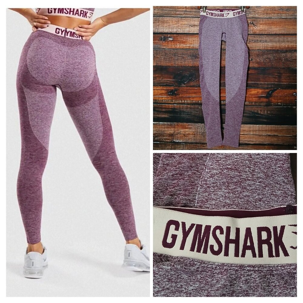 GYMSHARK Flex Leggings S Maroon Dry Tech Stretch